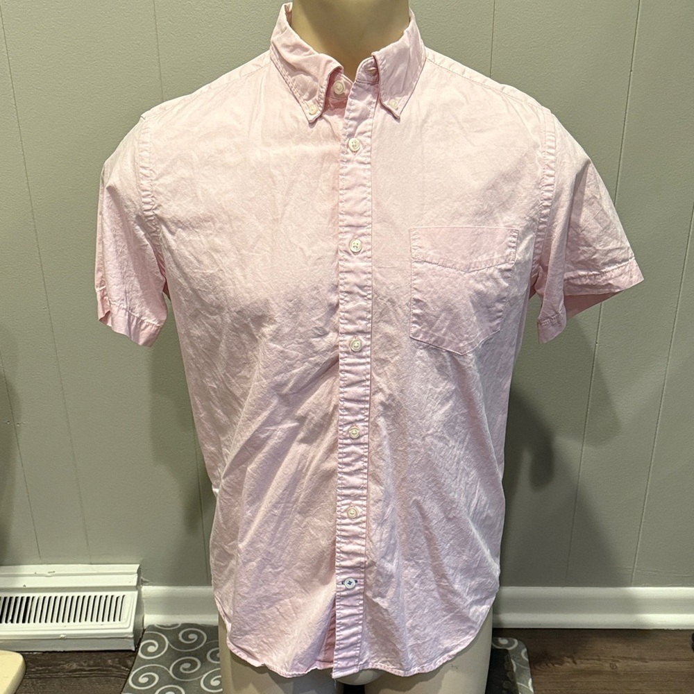 E GAP Men's Medium Office Business Soft Pink Casual Button-Down Shirt